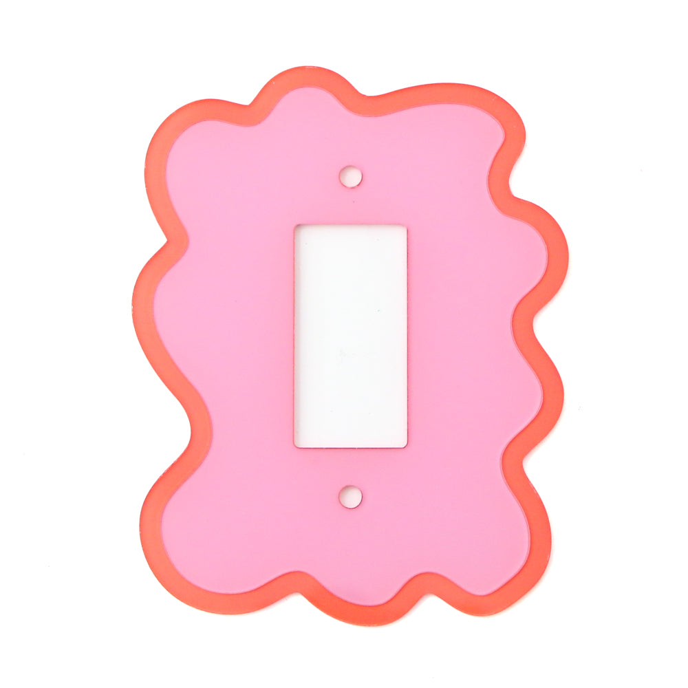 Pink and coral squiggle light switch cover