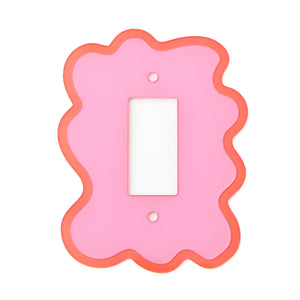 Pink and coral squiggle light switch cover