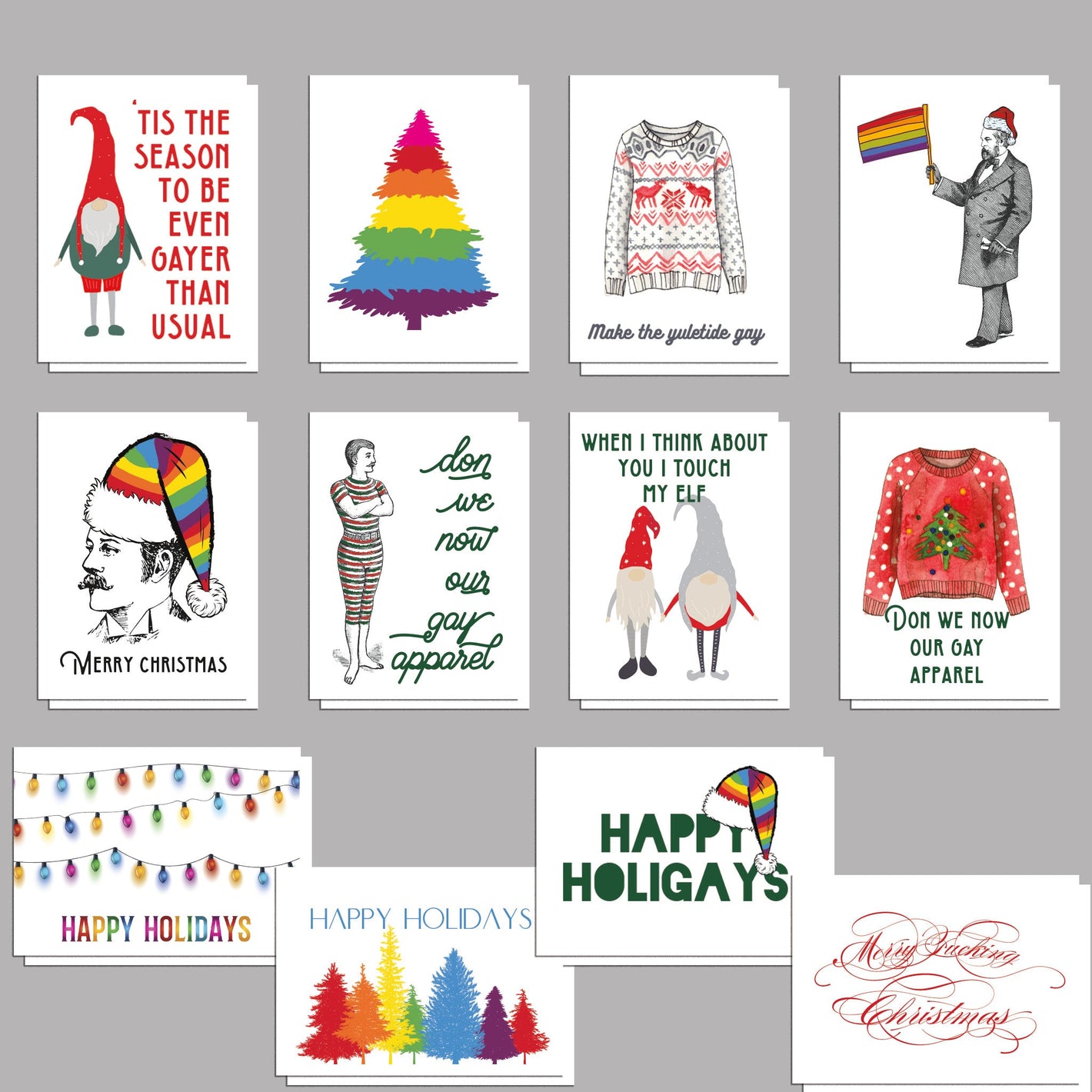 LGBT Holiday Greeting Cards, Set of 24