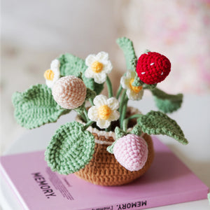Strawberry. Potted Plant Amigurumi DIY Crochet Kit Wizardi F07N8-M32