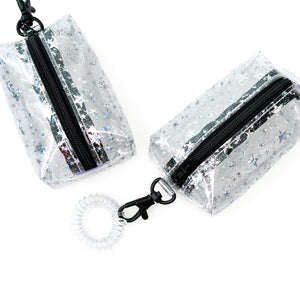 Petite Boxy Pouch | clear glitter stars
