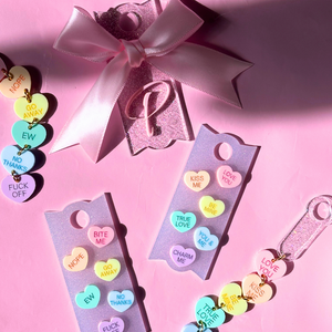Anti-Valentines Love Day Candy Hearts Tumbler Cup Straw Charms 40oz | 30oz | 20 oz | 14oz Tumbler Cup Accessories | 40oz Tumbler Accessories