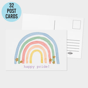 Happy Pride Pastel Rainbow Postcards, Set of 32
