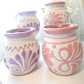 Pink and purple Mug set 2 or 4 Mexican coffee taza handmade clay, barro
