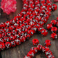 X on Fire : Red, White & Black Round  Bone Beads, 8x6mm, 31 beads