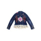 One-of-a-Kind Embroidered Tween Flower Denim Fringe Jacket - Thailand