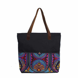 Leather Embroidered Texile Hmong Tote - Thailand