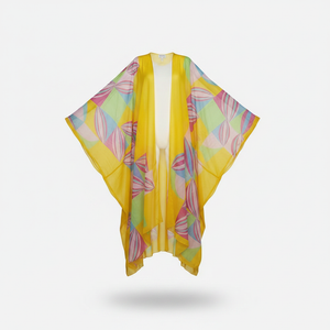Vibrant Geometric Print Maxi Kimono