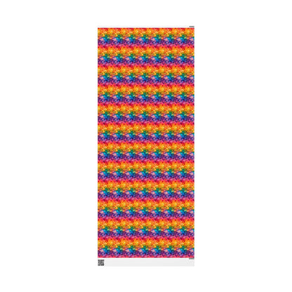 Bespattered Facade Rainbow Ink Circles Wrapping Paper | Three Sizes | Glossy or Matte