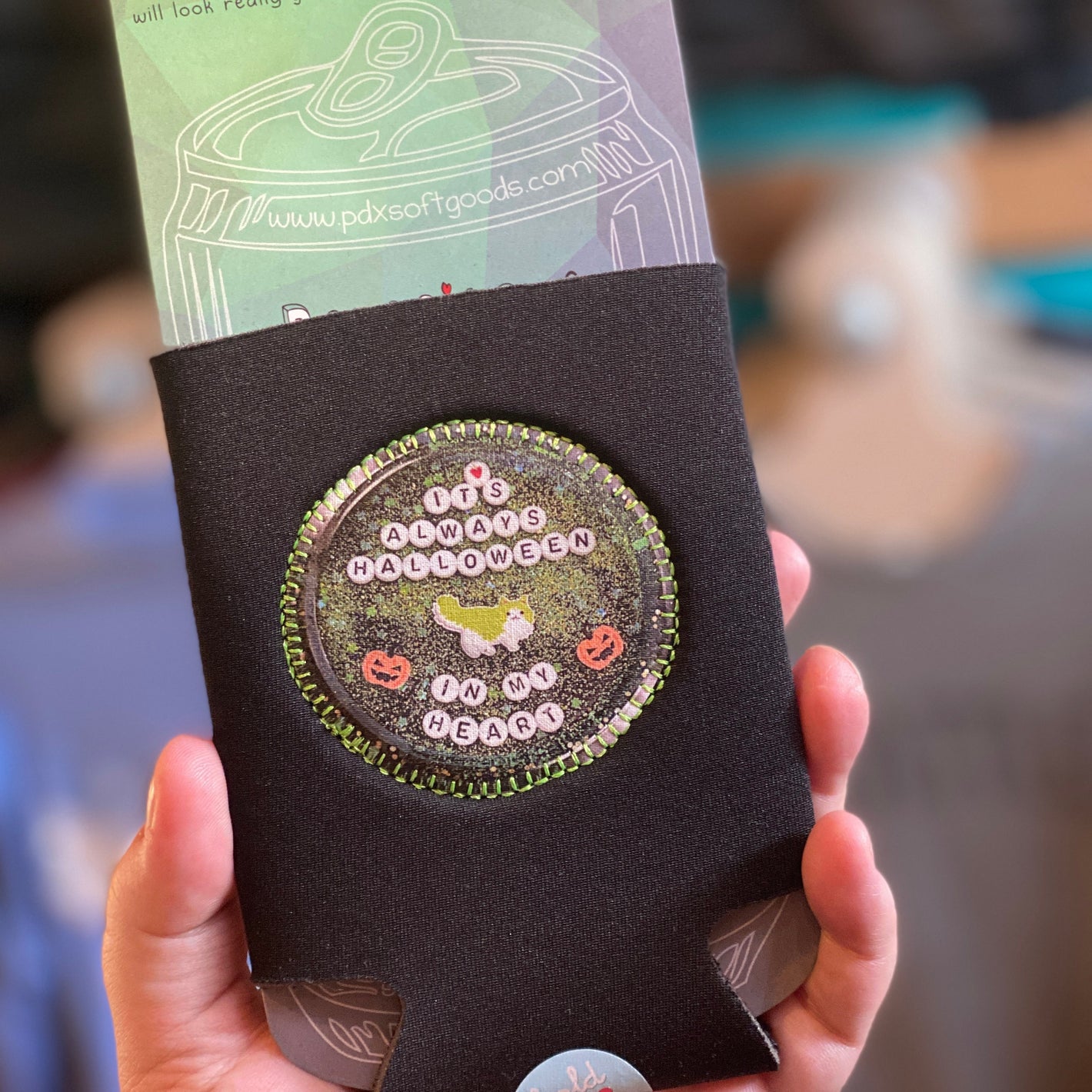 Drink Holder - It's Always Halloween In My Heart - Black