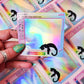 Rainbow Pastel MS Paint Sleeping Cat Holographic Sticker, 3.2 x 3 in.
