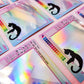 Rainbow Pastel MS Paint Sleeping Cat Holographic Sticker, 3.2 x 3 in.