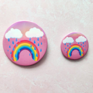 Holographic Rainbow Frowny Face Pinback Button