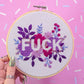 Purple Negative Space FUCK Embroidery Kit - Beginner Friendly
