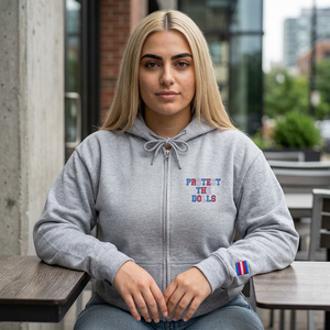 Bespattered Facade Protect the Dolls LGBTQ+ Pride Trans Support Embroidered Full-Zip Hoodie