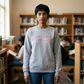 Metallic Print "Don't Tell Me To Smile" Cotton Fleece Crewneck Sweatshirt