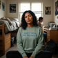 Metallic Print "Don't Tell Me To Smile" Cotton Fleece Crewneck Sweatshirt