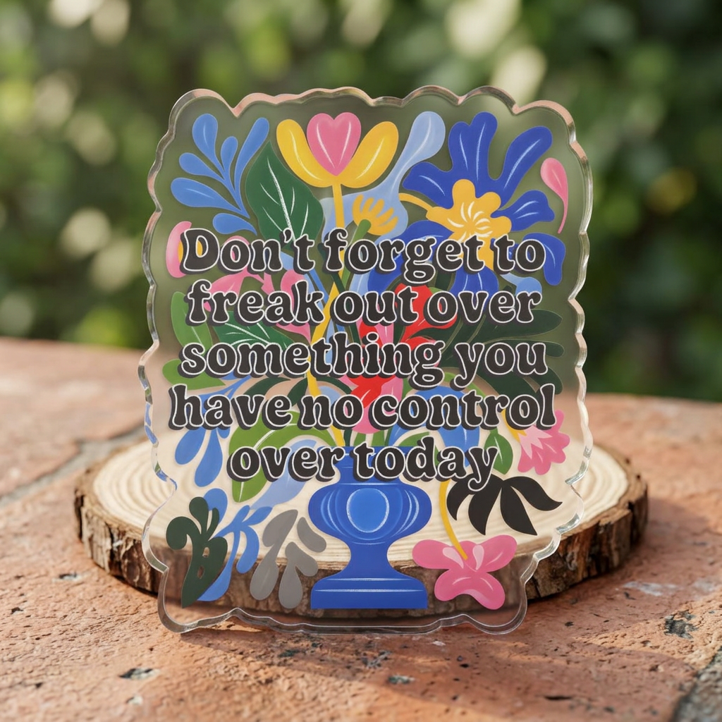 "Don't Forget..." Floral Acrylic Standee Figurine Tabletop Sign