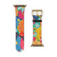 Bespattered Facade Bold Florals Faux-Leather Smart Watch Band