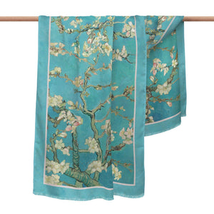 van Gogh Almond Blossom Silk Blend Shawl – Lightweight Dressy Wrap for Women