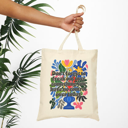 Bespattered Facade "Don't Forget" Floral Canvas Tote Bag Reusable Carryall