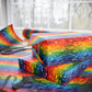 Bespattered Facade Rainbow Brushstrokes Wrapping Paper | Three Sizes | Glossy or Matte