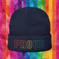 Bespattered Facade Rainbow Proud LGBTQ+ Pride Embroidered Knit Beanie