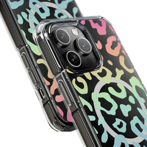 Bespattered Facade Pastel Rainbow Leopard MagSafe Clear Impact Case