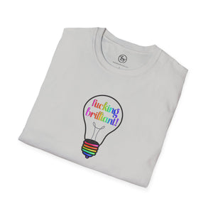 Bespattered Facade Rainbow "Effing Brilliant" Lightbulb Unisex Softstyle T-Shirt