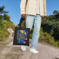 Bespattered Facade "Don't Forget" Floral Canvas Tote Bag Reusable Carryall