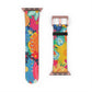 Bespattered Facade Bold Florals Faux-Leather Smart Watch Band