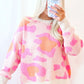 Sachet Pink Cheetah Colorblock Sweater Long Sleeve Cozy