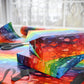 Bespattered Facade Rainbow Brushstrokes Wrapping Paper | Three Sizes | Glossy or Matte