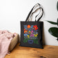 Bespattered Facade "Don't Tell Me to Smile" Floral Canvas Tote Bag Reusable Carryall