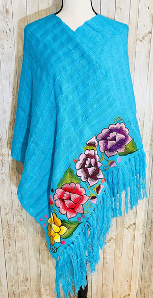 Embroidered Handmade Mexican Shawl Reboso Bordados en Telar