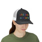 Childless Cat Lady Rainbow Embroidered Snapback Trucker Cap (10 Hat Colors)