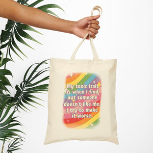 Bespattered Facade Rainbow "Toxic Trait" Canvas Tote Bag Reusable Carryall