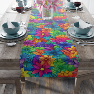 Bespattered Facade Bright Rainbow Flowers Table Runner (2 sizes)