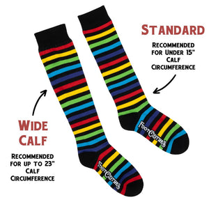 Wide Calf Radiant Rainbow Stripes Knee High Socks