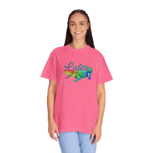 Bespattered Facade Colorful "Later Gator" Rainbow Alligator Premium Unisex Comfort Colors Garment Dyed 100% Cotton T-Shirt