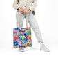 Bespattered Facade Colorful Flowers Canvas Tote Bag | 3 Sizes and 5 Strap Colors