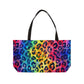 Bespattered Facade Rainbow Watercolor Leopard Weekender Beach Tote Bag