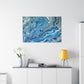 Bespattered Facade Blue Marble Stretched Matte Canvas Art Prints | Multiple Sizes