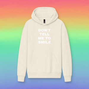 Glitter Print "Don't Tell Me To Smile" Oversized Fleece Hoodie