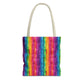 Bespattered Facade Rainbow Stripes Eco-Friendly Carryall Tote Bag