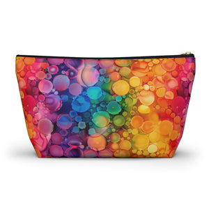 Bespattered Facade Rainbow Ink Dots Accessory Pouch With T-Bottom | 2 Sizes