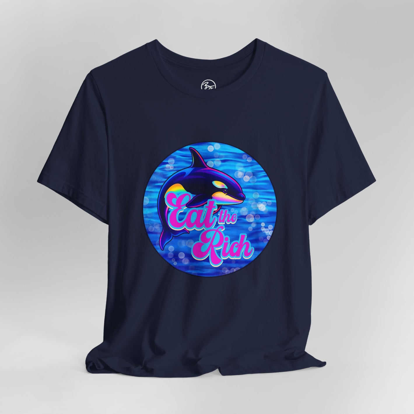 "Eat the Rich” Rainbow Orca Bella Canvas Unisex Jersey Short Sleeve Tee T-Shirt