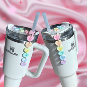 Anti-Valentines Love Day Candy Hearts Tumbler Cup Straw Charms 40oz | 30oz | 20 oz | 14oz Tumbler Cup Accessories | 40oz Tumbler Accessories
