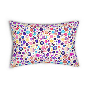 Bespattered Facade Colorful Dots Lumbar Throw Pillow