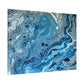 Bespattered Facade Blue Marble Stretched Matte Canvas Art Prints | Multiple Sizes